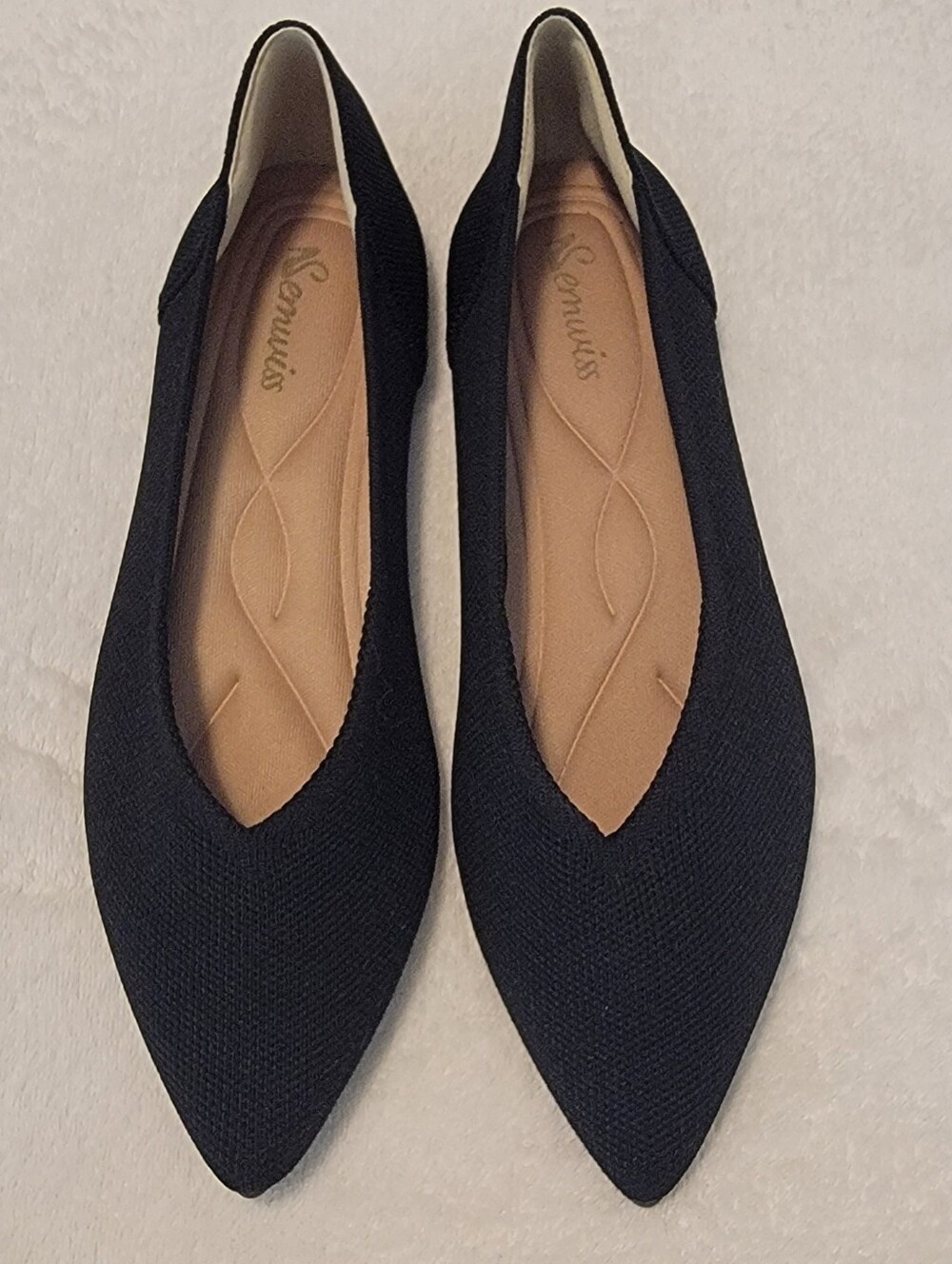 Semwiss Black Pointed Flats Mesh Memory Foam   Size 40/9